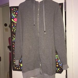 Cozy Chic Extra Long Grey Zip-Up Hoodie